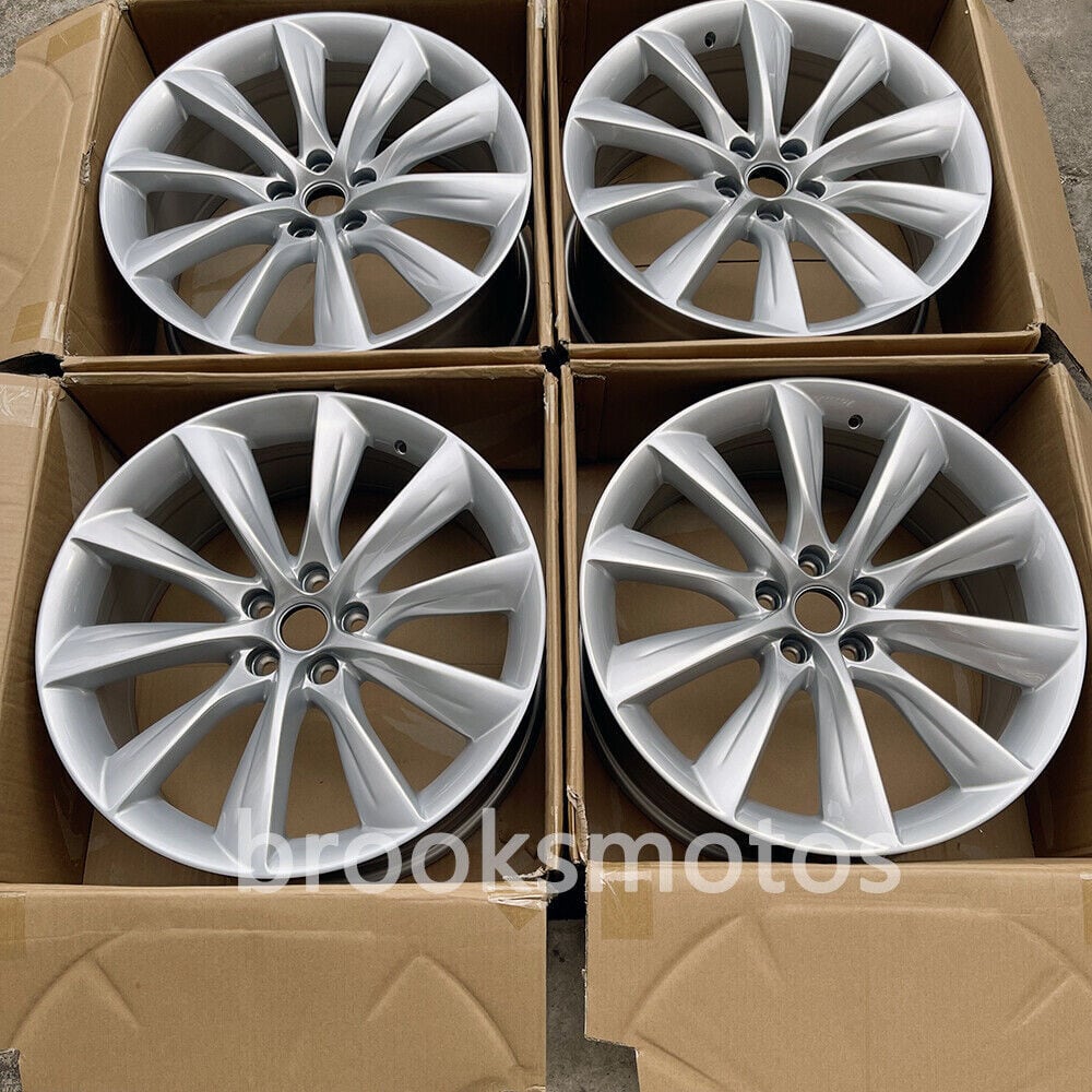 樂天商城 - 21インチ タービン シルバー スタイル ホイール 2012+ テスラ モデル S 21X8.5 21X9 BRN-1621