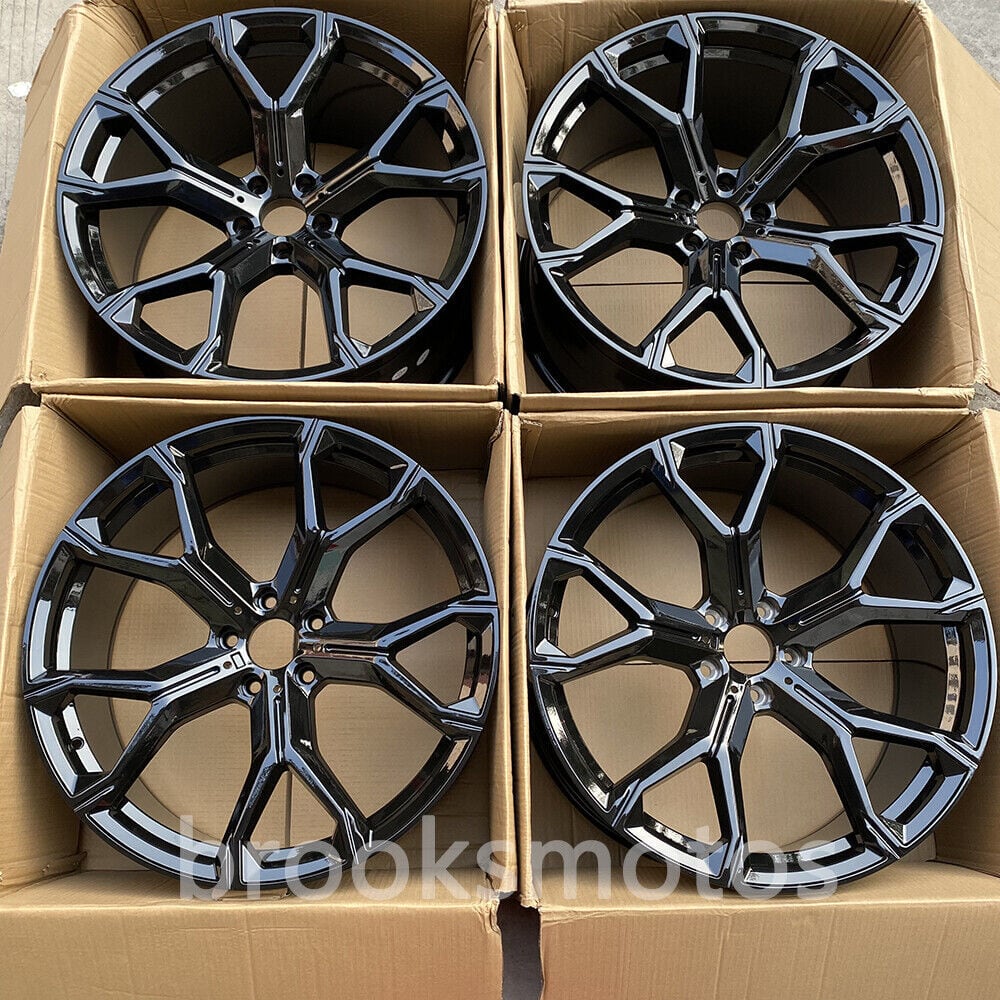 22インチ NEW スタイル グロスブラック ホイール BMW X5 E70 F15 X6 E71 F16 5X120 741 BRN-1396