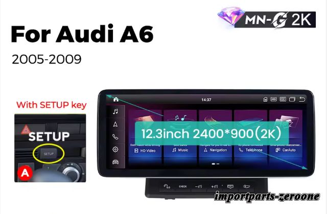 アウディA6 2005-2011 アンドロイドナビ12.3インチ2K 668S 6GB+64GB SETUPキー付き -RA-1340