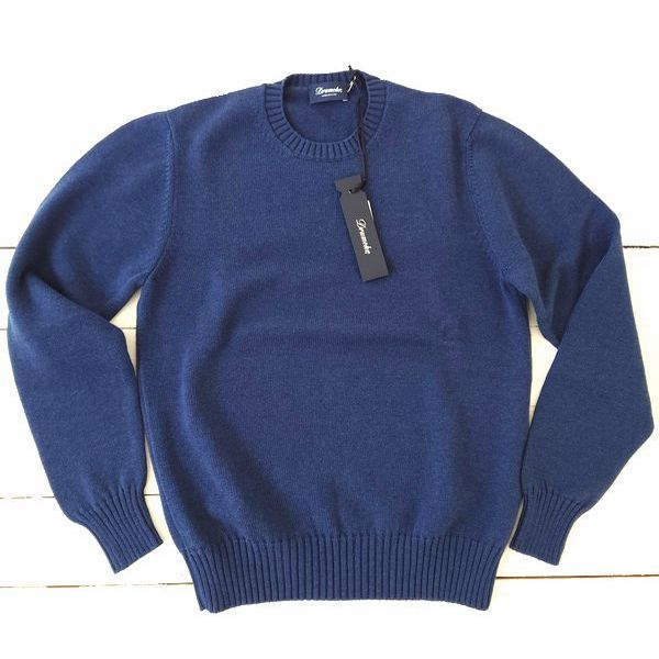 [sale] ドルモア ニット クルーネック コットン 長袖 Drumohr ネイビー 42（XS）44（S）イタリア製