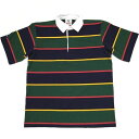 BARBARIAN（バーバリアン） 8 oz SHORT SLEEVE RUGBY（ 8オンス半袖ラガーシャツ ）ALTERNATING STRIPES（ オルタネイティングストライプ ） - NAVY × GOLD × BOTTLE × RED（ネイビー×ゴールド×ボトル×レッド） Japan-spec -カナダ製 2023年S/S