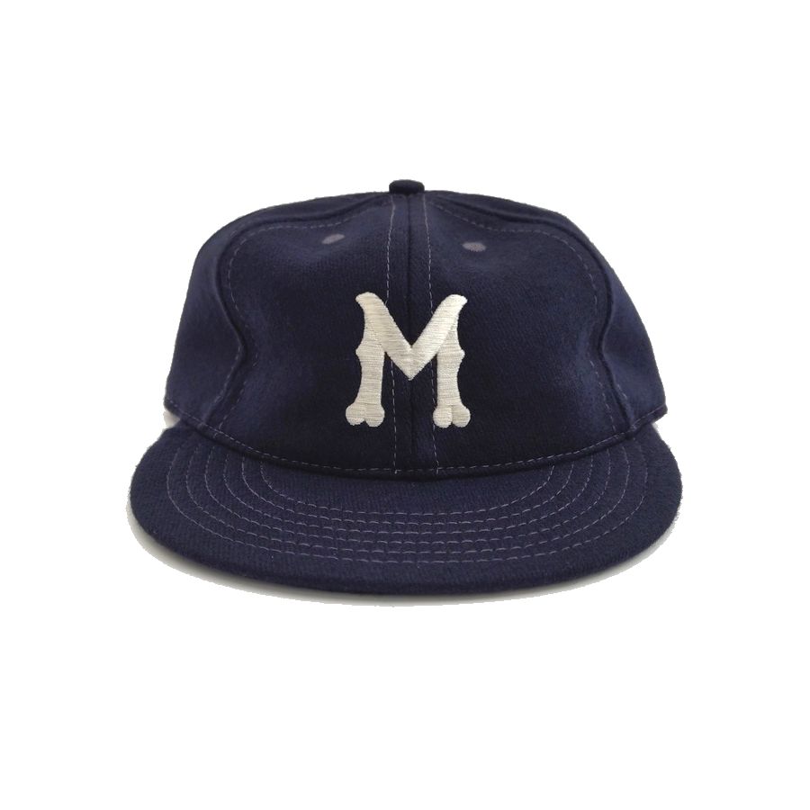 乐天商城 - COOPERSTOWN BALL CAP（ クーパーズタウン ボールキャップ ) 1912 MACON PEACHES (1912 メイコンピーチズ) ウールフランネル / エラスティック(58～60cm） / 2.5インチ , 3インチソフト / NAVY(ネイビー） / 別注 / MADE IN USA（ アメリカ製 ）