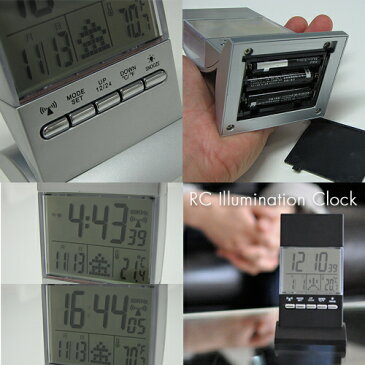 目覚まし時計（めざましどけい） RCイルミネーションクロック　温度計・スヌーズ機能付アラーム電波時計