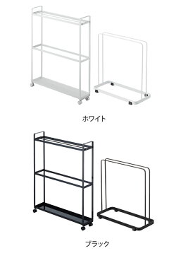 タオル掛け 収納付きバスタオルハンガー＋珪藻土バスマットスタンド 同色2点セット タワー tower 物干し ランドリー収納 隙間収納 幅15cm フック付き キャスター付き 洗面所 シンプル おしゃれ ホワイト ブラック