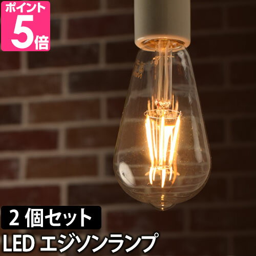 LED電球 LEDライト スワンバルブ エジソン SWAN BULB Edison 照明 省エネ 長寿命 白熱電球風 電球色 SWB-E002L 2個セット
