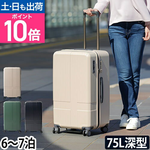 スーツケース ハードジップキャリー innovator イノベーター 75L 深型 スリム 縦長 Mサイズ 大容量 トランク キャリーバッグ キャリーケース おしゃれ