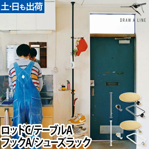 ドローアライン 突っ張り棒 おしゃれ 玄関セット 003 テンションロッドC 006 テーブルA 012 フックA 017 シューズラック つっぱり棒 伸縮 収...