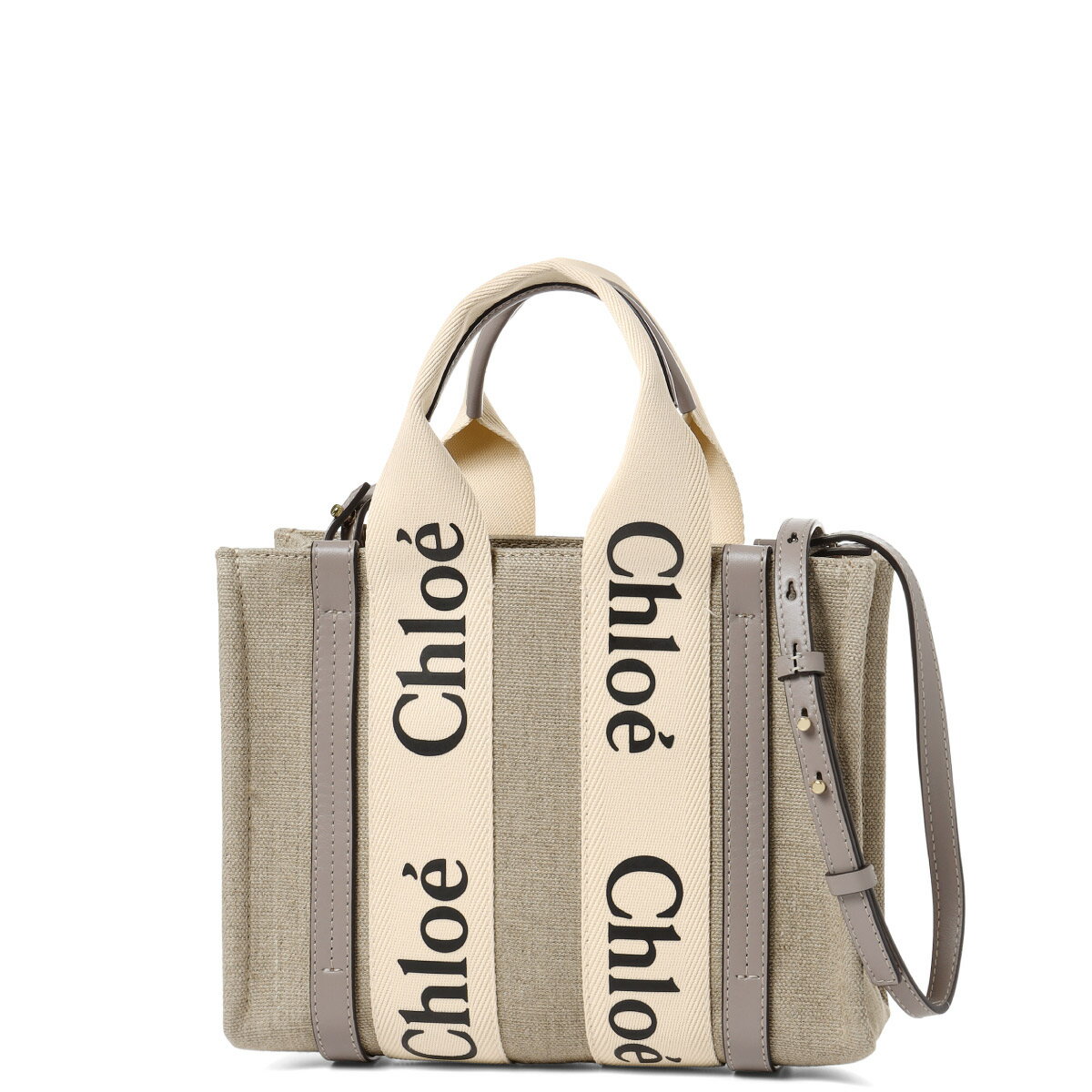 クロエ CHLOE トートバッグ レディース CHC22AS397 I26 00O ショルダー付 バッグ スモール WOODY ウッディ MUSK GREY ベージュ/グレー