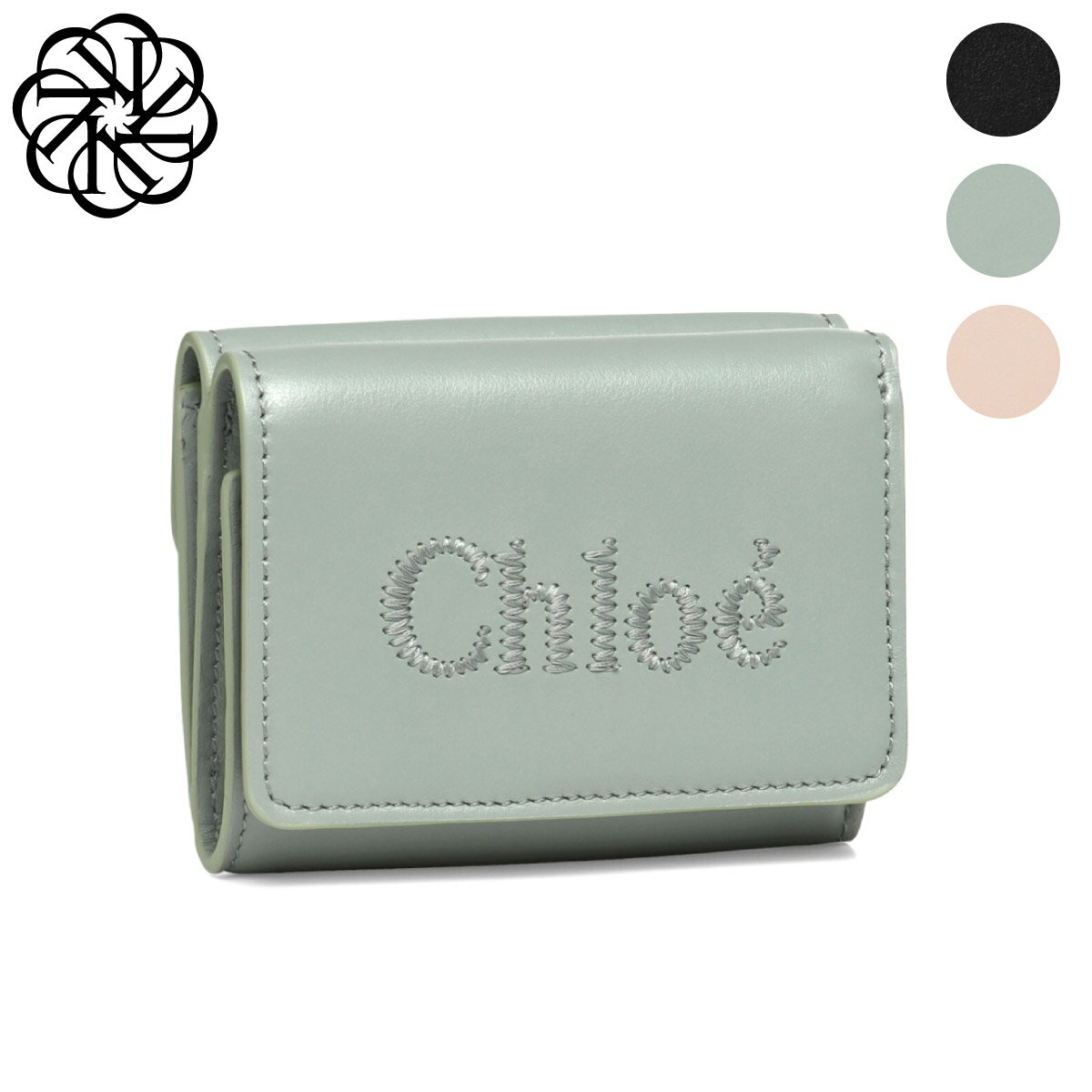 クロエ 三つ折り財布 レディース クロエ CHLOE 三つ折り財布 レディース CHLOE SENSE クロエ センス ミニ CHC23AP875 I10 001 BLACK ブラック 38U BAY GREEN グリーン 6J5 CEMENT PINK ピンク