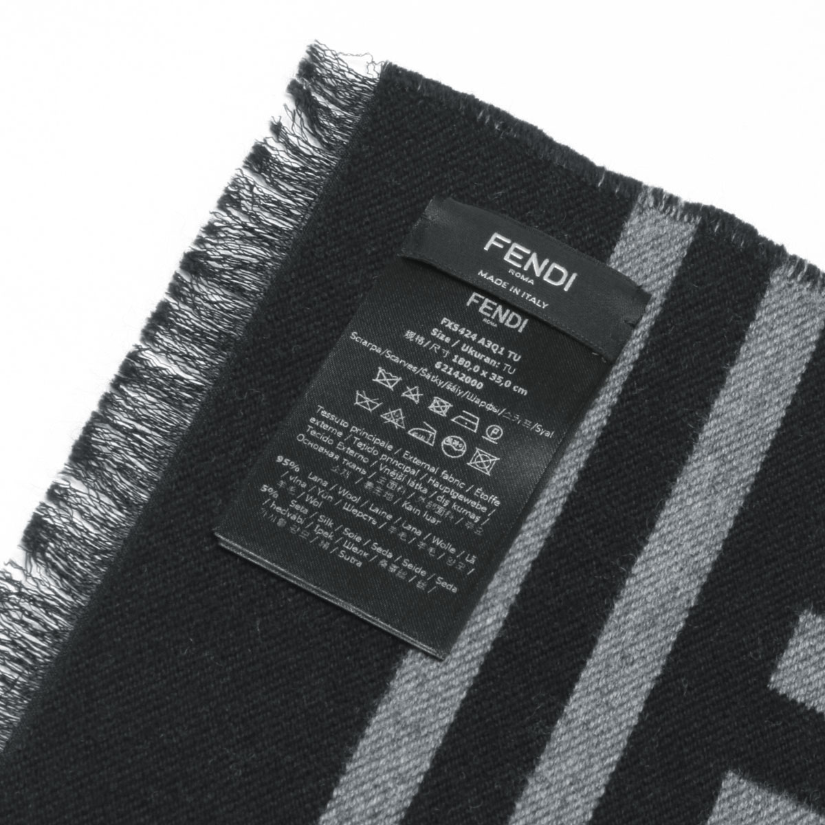 フェンディ Fendi マフラー メンズ Fxs424 A3q1 F0rp3 Grey Black グレー ブラック インポートショップ ｄｏｕｂｌｅ