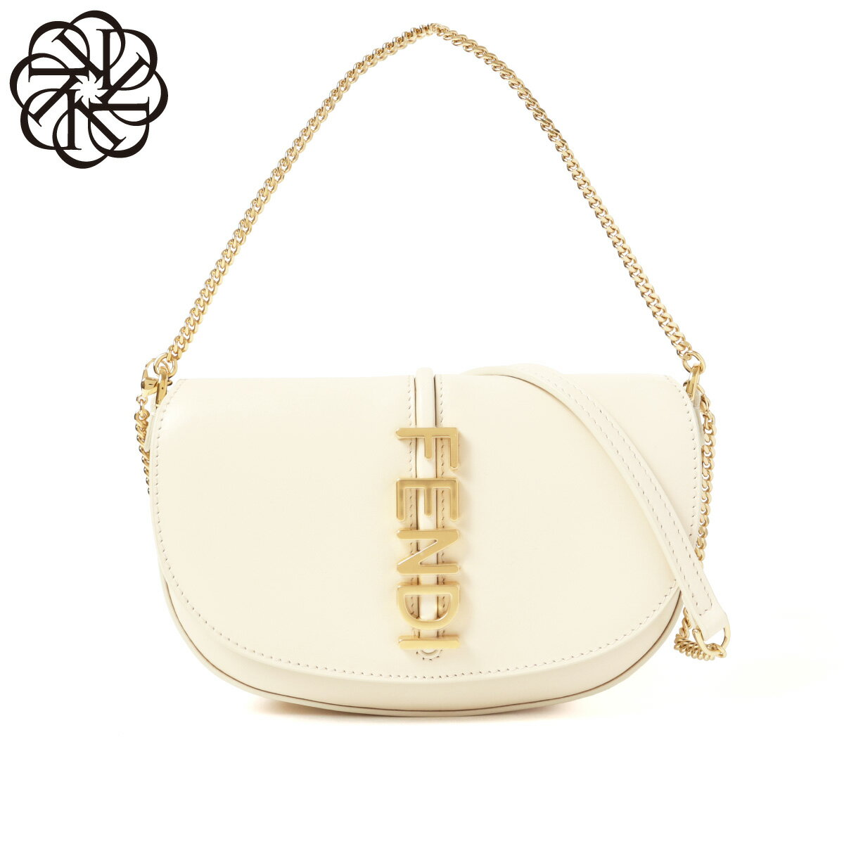 フェンディ FENDI ショルダー付 クラッチバッグ レディース 8M0529 ANSS F0VWM FENDI GRAPHY フェンディ グラフィ CAMELIA+SOFT GOLD ホワイト