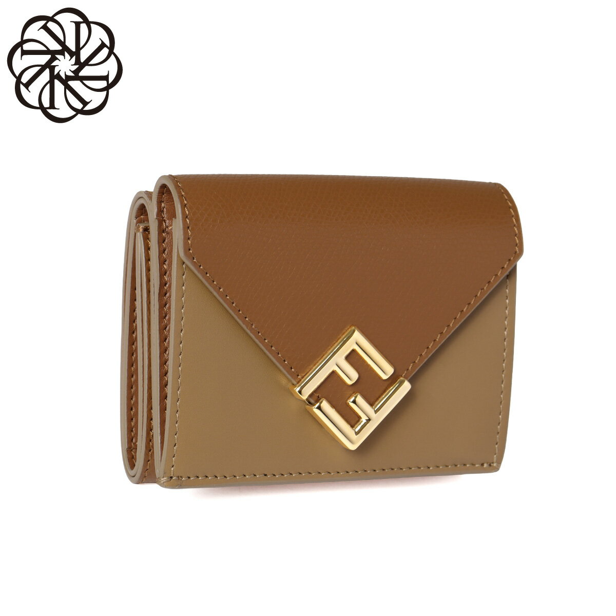 Rakuten - フェンディ FENDI 三つ折り財布 レディース 8M0480 ALV4 F1URW FF DIAMOND FFダイヤモンド SAND+SELLIER+SOFT GOLD ブラウン