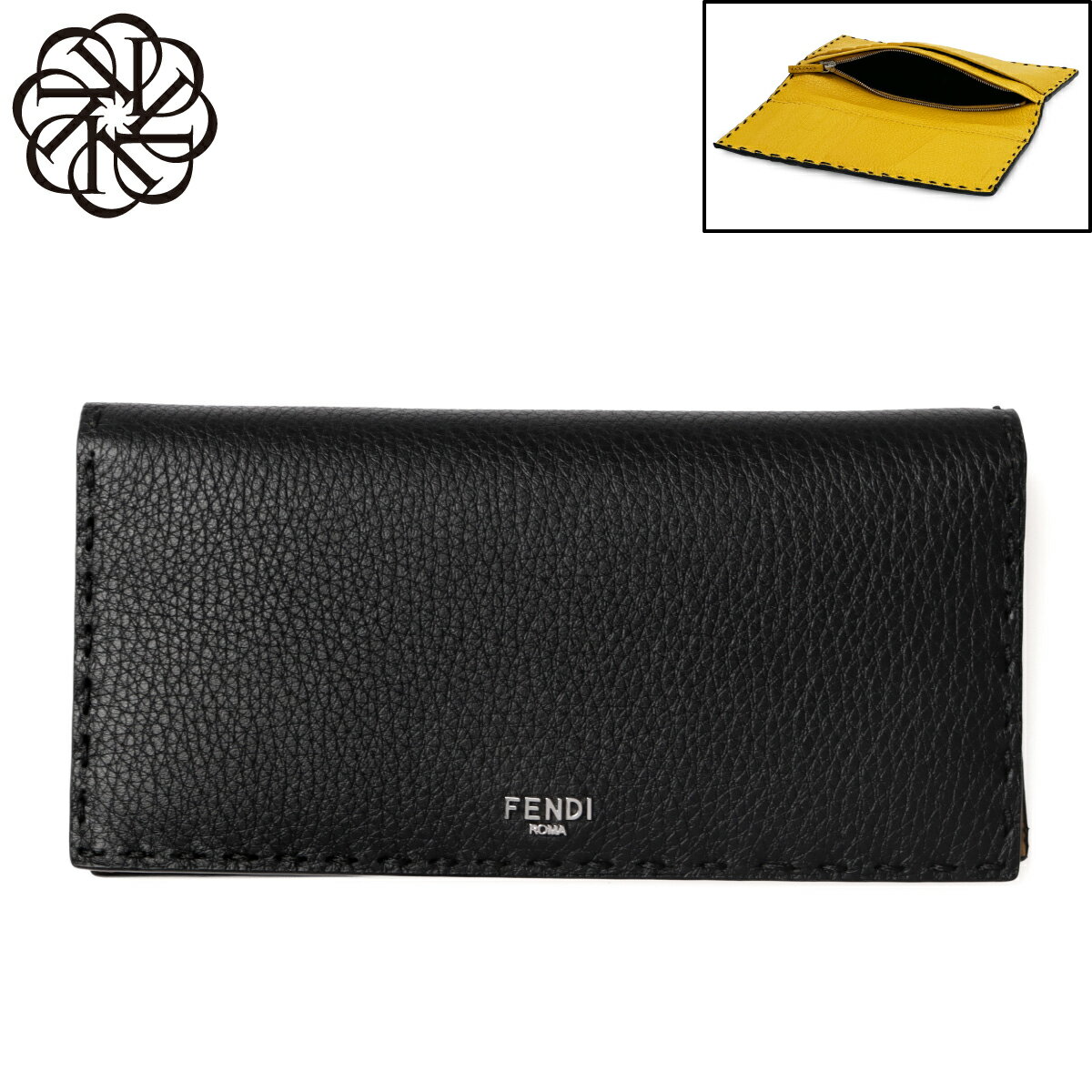 Rakuten - フェンディ FENDI 二つ折り長財布 メンズ 7M0355 AW2F F0R2A SELLERIA セレリア BLACK+SUNFLOWER+PALLADIUM ブラック