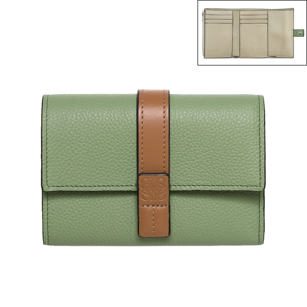 ロエベ 財布（レディース） ロエベ LOEWE 財布 レディース C660S86X01 1960 6465 三つ折り財布 スモール ROSEMARY/TAN グリーン