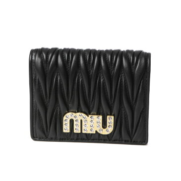 ミュウ ミュウ MIU MIU 財布 レディース 5MV204 2BSQ F0002 二つ折り財布 MATELASSE MIU C NERO ブラック