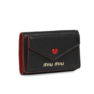 ミュウ ミュウ MIU MIU 財布 レディース 5MH021 2BC3 F0002 三つ折り財布 MADRAS LOVE NERO ブラック