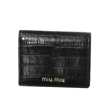 ミュウ ミュウ MIU MIU 財布 レディース 5MV204 2B8G F0002 二つ折り財布 VIT.ST.COCCO NERO ブラック