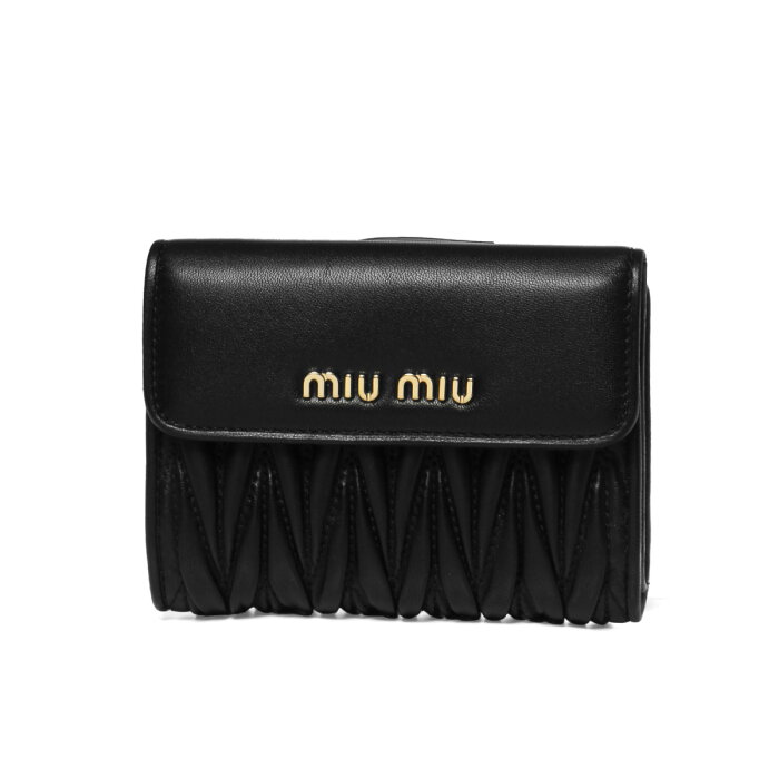 ミュウ ミュウ MIU MIU 財布 レディース 5ML002 N88 F0002 二つ折り財布 MATELASSE NERO ブラック