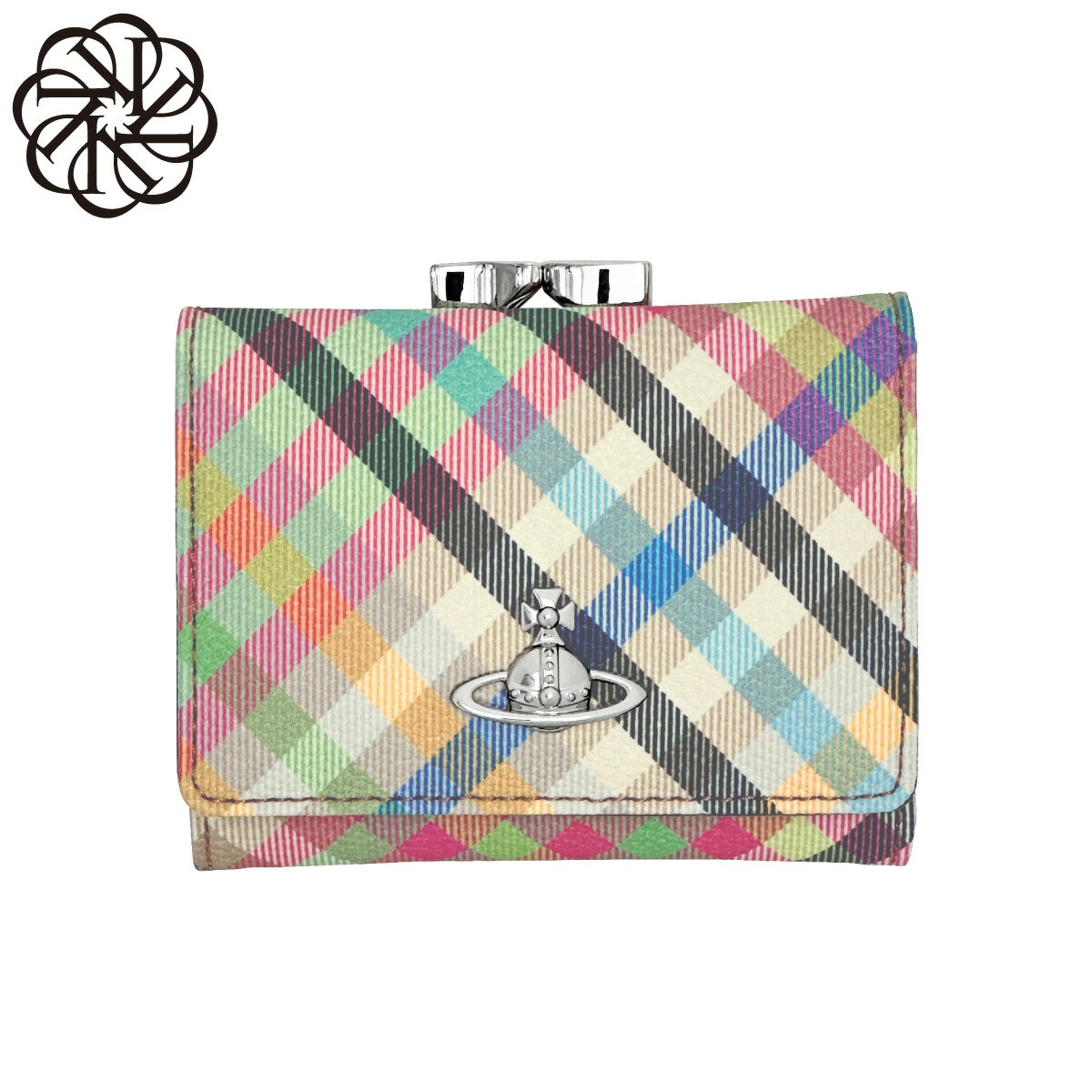 Rakuten - ヴィヴィアンウエストウッド VIVIENNE WESTWOOD SMALL FRAME WALLET がま口 三つ折り財布 レディース 5115002MW S001S O315 HEATHER PLAID マルチカラー