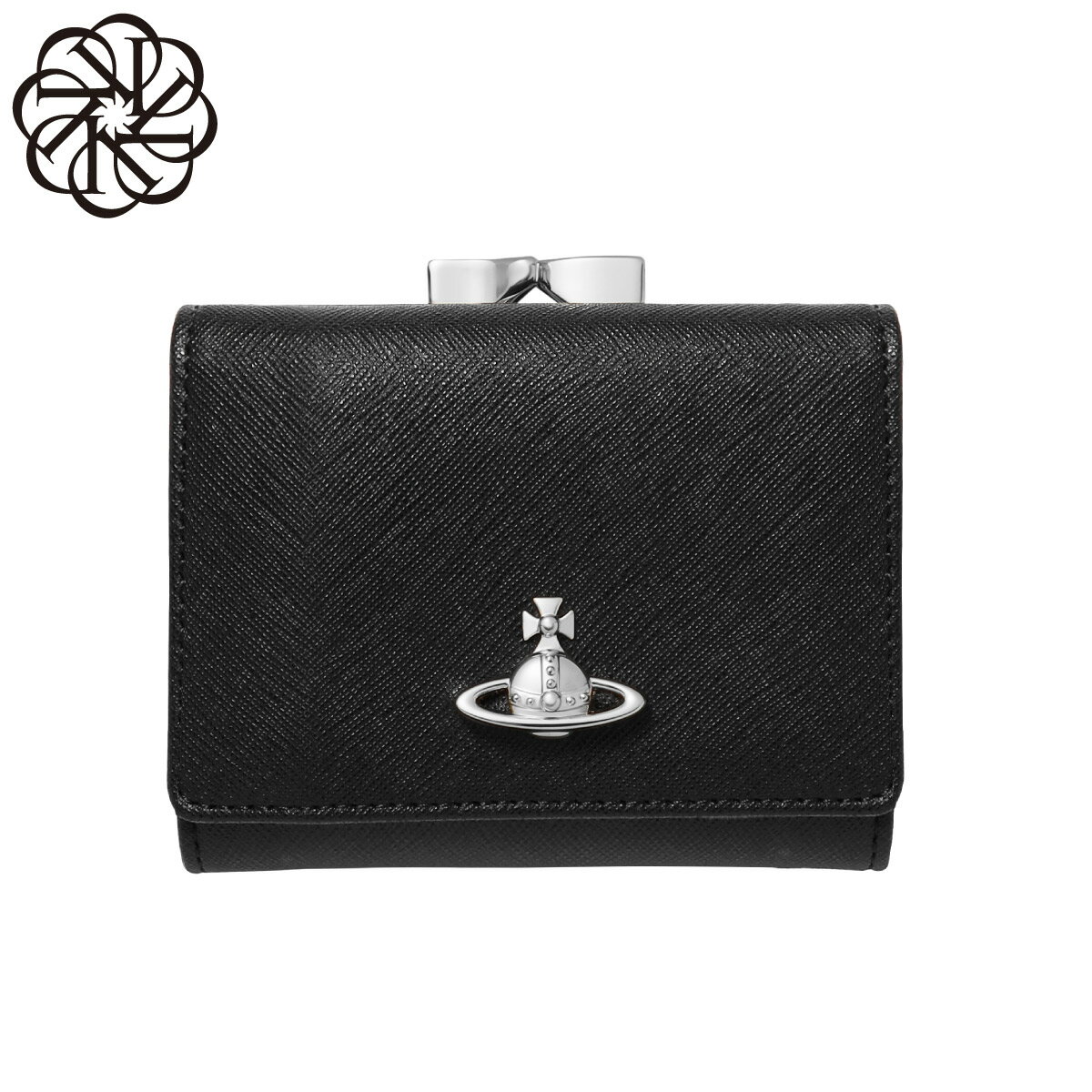 Rakuten - ヴィヴィアンウエストウッド VIVIENNE WESTWOOD SMALL FRAME WALLET がま口 三つ折り財布 レディース 5115002MW S0021 N401 SAFFIANO サフィアーノ BLACK ブラック