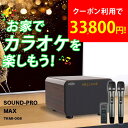【6000円OFFクーポン対象】アンプ内蔵 カラオケスピーカー サウンドプロMAX Bluetooth 光ケーブル ワイヤレスマイク2本付属 カラオケマイク 家...