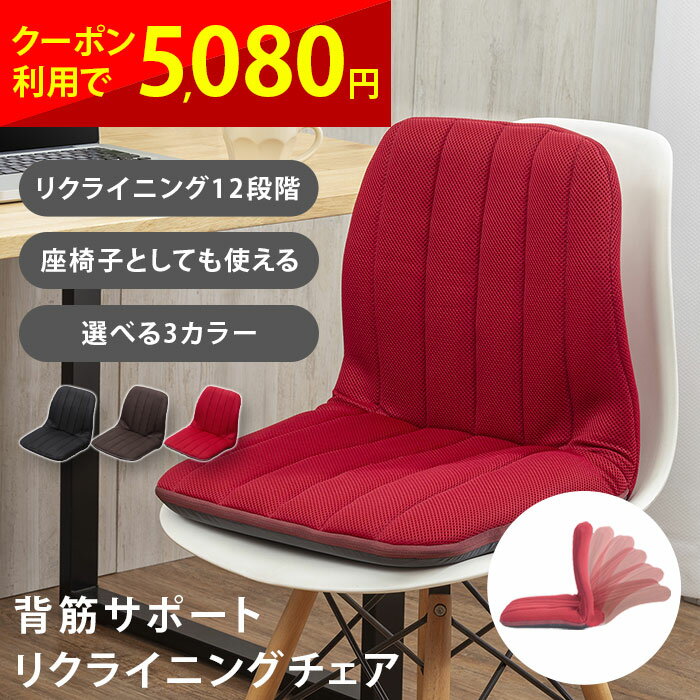背筋サポートリクライニングチェア リクライニング 座椅子 腰痛対策 姿勢改善 背筋 腰 デスクワーク リモートワーク 在宅ワーク 長時間座る 12段階リクライニング インテリア チェア 椅子 クッション ファミリー・ライフ cp