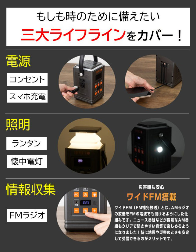 Solpa ENEPORTA エネポルタ リン酸鉄 ポータブル電源 EPR-301 防災 停電対策 ラジ...