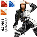 ダンス衣装 へそ出し セットアップ HIPPOP バンダナ ペイズリー柄 K-POP JAZZ ジップアップパーカー パンツ 上下セット ダンス 衣装 黒 赤 ...