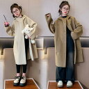 子供服 秋冬 女の子 ロングコート子供コート アウター 韓国風 ジャケット キッズ ファッション 冬服 ジュニア服 子ども服 キッズコート 可愛い ジュニア服 卒園式 入学式 キャメル ベージュ
