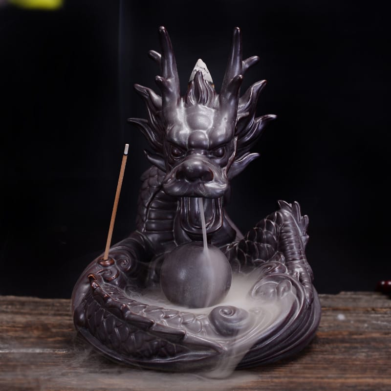 【お香コーン15pcs付】逆流香炉 逆流香バーナー 龍 癒し リラックス 香炉仏 古典 お坊さん 仏教 香のバーナー 香り 逆流 倒流香 おしゃれ お香 アジアンテイスト 家の装飾 風流 瞑想 インテリア 置物 香り 匂い 自粛 幻想 陶器 プレゼント 贈り物 父の日
