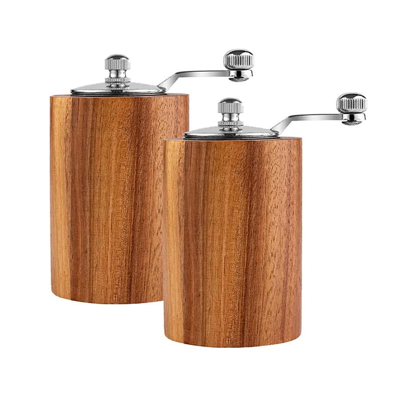 2本セット 木製ペッパーミル 塩胡椒 ミル 手動 詰め替え可能 天然木 結晶塩 岩塩 香辛料 調味料ミル 操作簡単 天然 無垢材 セラミック スパイス 調味料用 キッチン用品 父の日