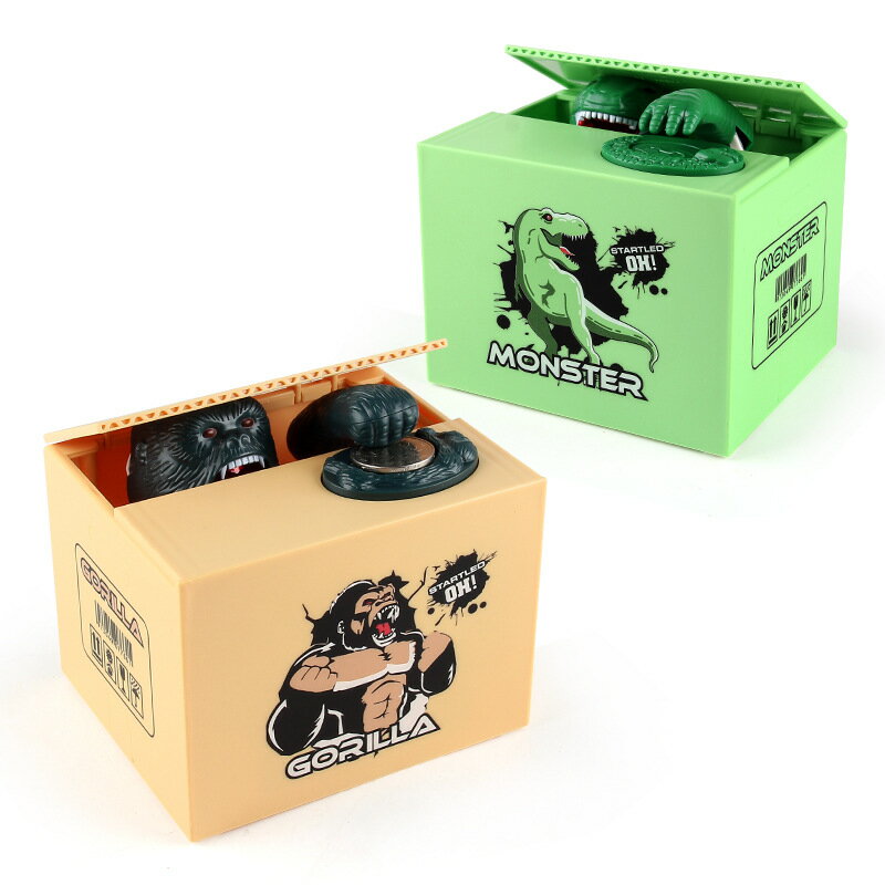 【楽天スーパーSALE10%OFF】貯金箱 500円玉 かわいい ゴリラ 恐竜 お金を盗む貯金箱 動く貯金箱 おしゃ..