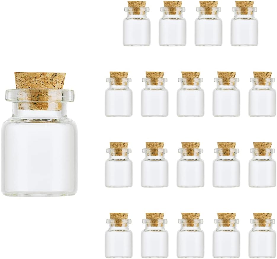 小瓶 ガラス 透明 コルク栓 密閉 ミニ ボトル 20個/50個 セット
