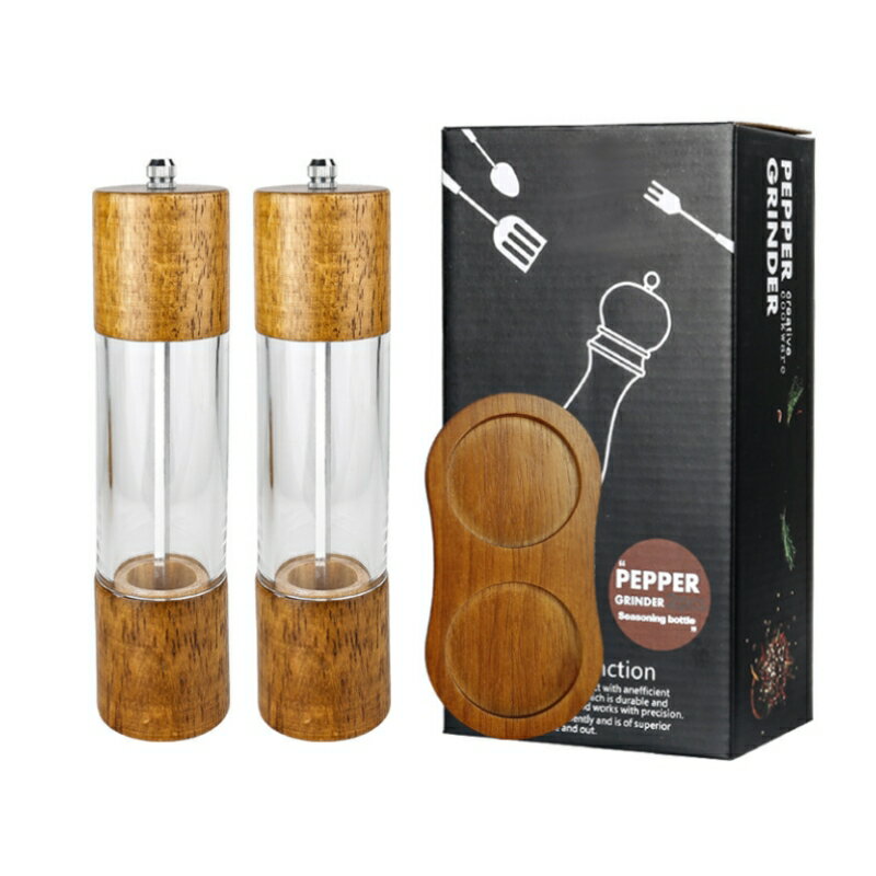 ペッパーミル 手動 木製 【天然オーク木製＆セラミックグラインダー】スパイスミル 胡椒 ミル ブラック..
