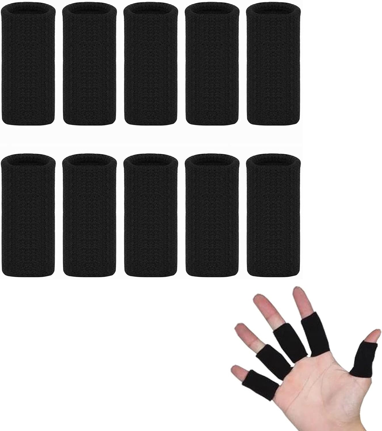 指 サポーター 手指保護フィンガー ケア 指 関節炎 腱鞘炎に適した 固定 指関節 バレー バスケ アウトドア 男女兼用 左右兼用 10本 セット ブラック