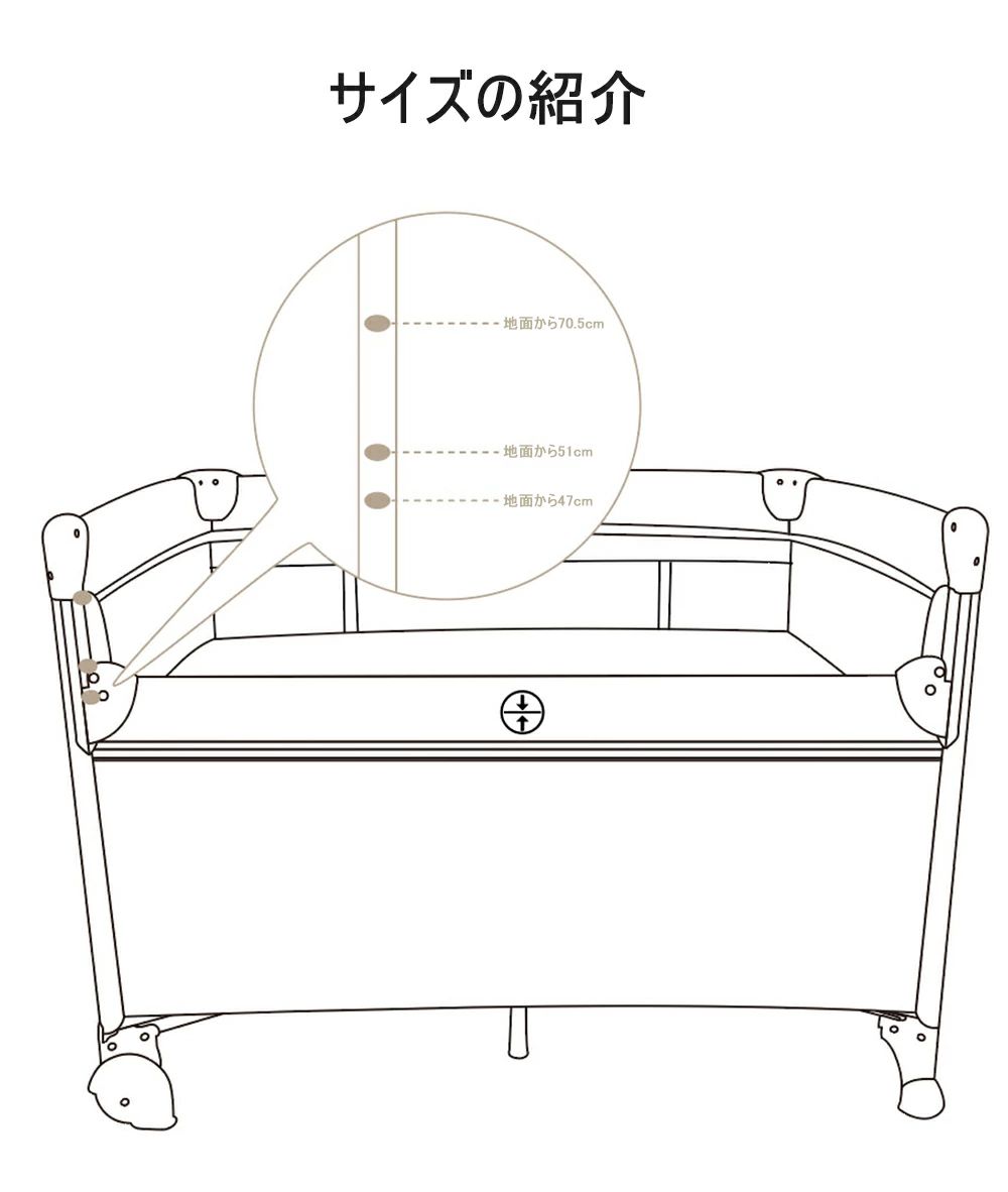 【送料無料】多機能ベビーベッド　折畳式添い寝 ベビーベッド コンパクトで収納便利 揺籃に変身可能 収納便利 高さ調節可能 キャスター付き 収納かごつき かやつき マットつき 大容量 赤ちゃん 出産祝い 添い寝 ベビー用品 新生児 持ち運び