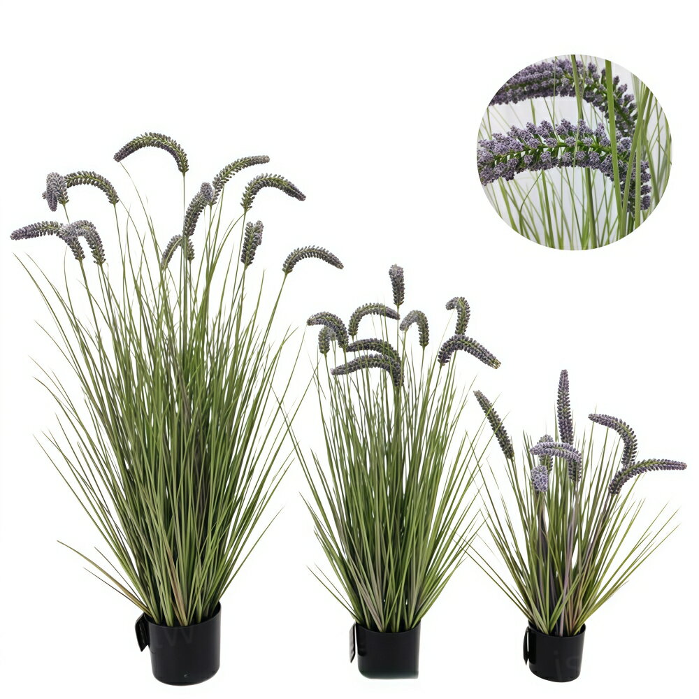 フェイクグリーン エノコログサ 2個セット 3色 ネコジャラシ 大型 インテリア 人工観葉植物 造花 猫じゃらし 鉢付き おしゃれ イミテーション DIY 人工フラワー 和風 和モダン 坪庭 床の間 レストラン装飾 フェイクグラス 屋外造景 PET製 UVカット