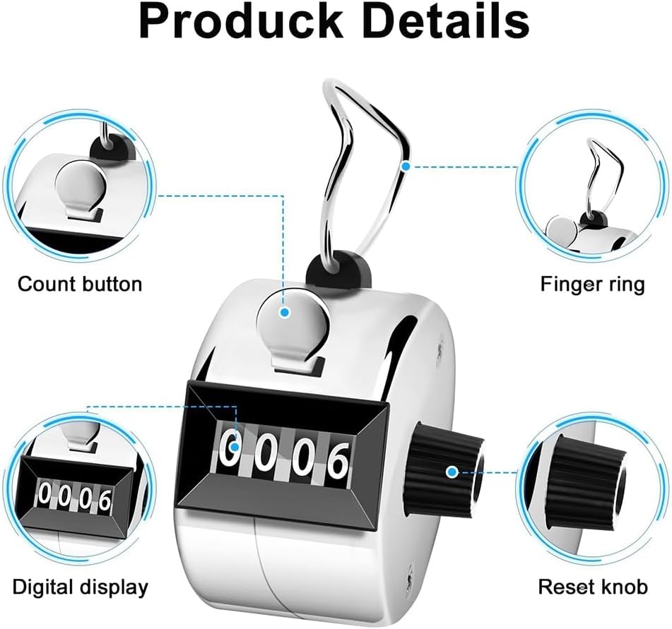2パックのクカウンターハンドタリーカウンターク　4桁のメカニカルパームクリックカウンター　コーチング　スポーツイベント用