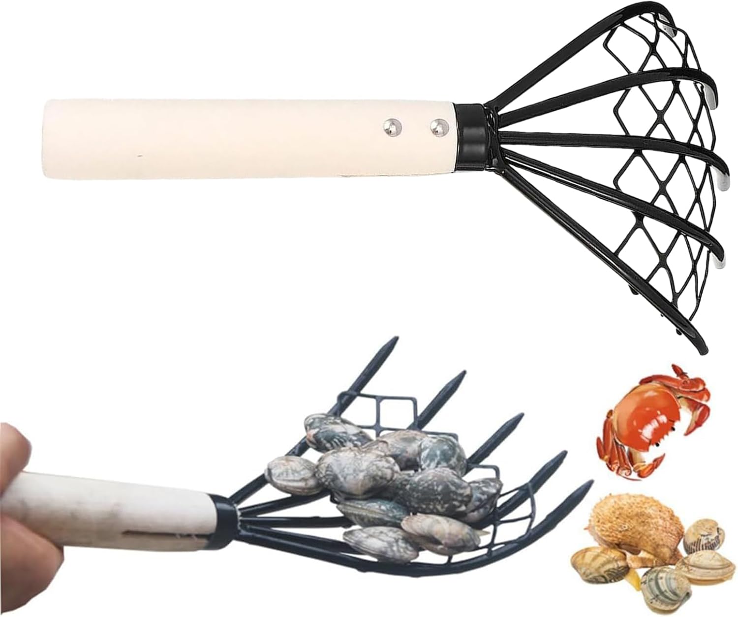 庭用レーキ 長柄 掘り ツール, 手動耕うんツール 人間工学グリップ 滑り止めハンドル付き 屋外 芝生 砂..