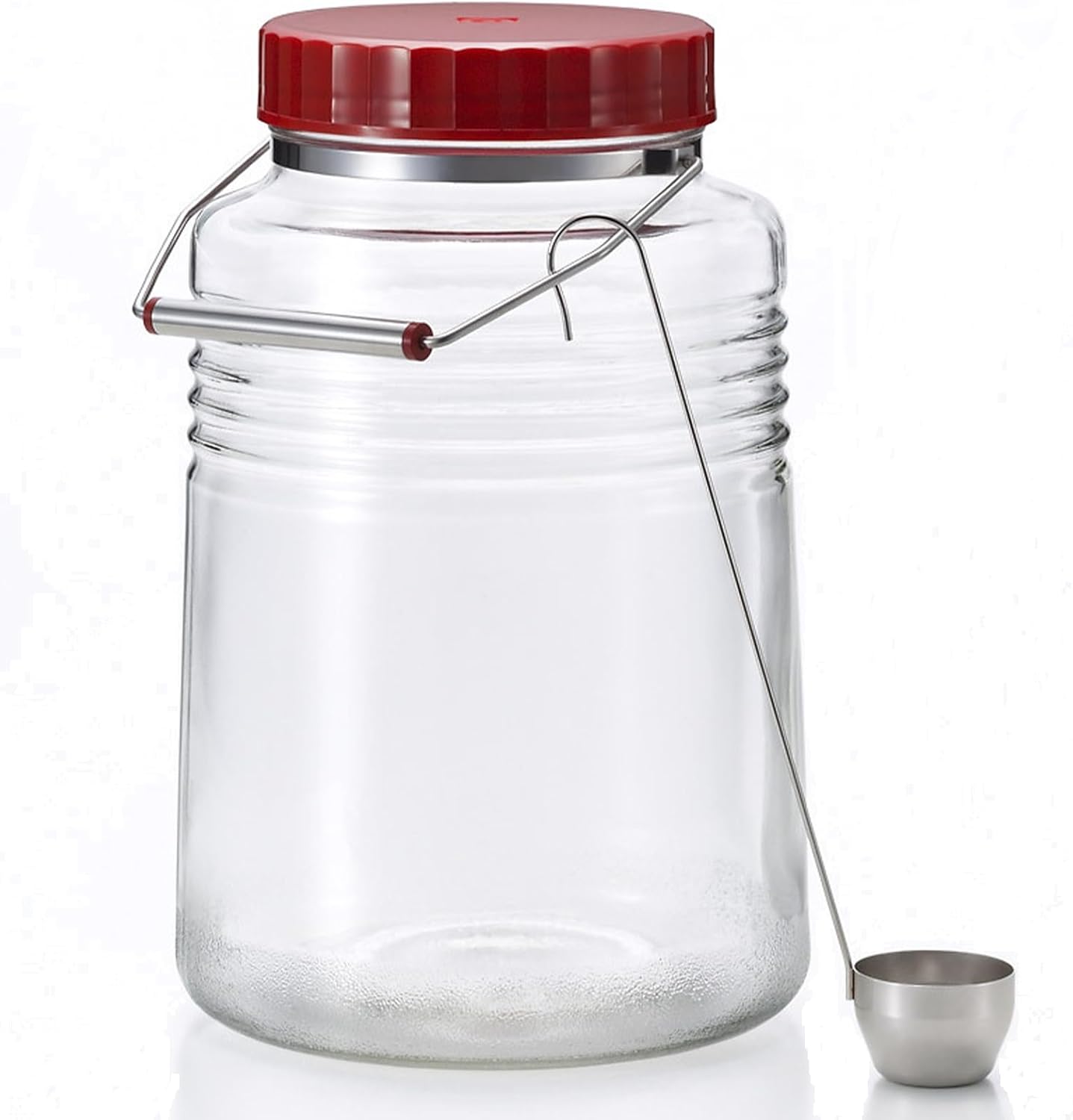 復刻 梅びん 4L日本製 個箱入 保存容器 梅酒瓶 梅瓶 昭和 レトロ 保存瓶 レトロ レードル付 米びつ 果実酒瓶 ガラス キャニスター 密閉 容器 調味料入 瓶 密閉 コーヒー 豆