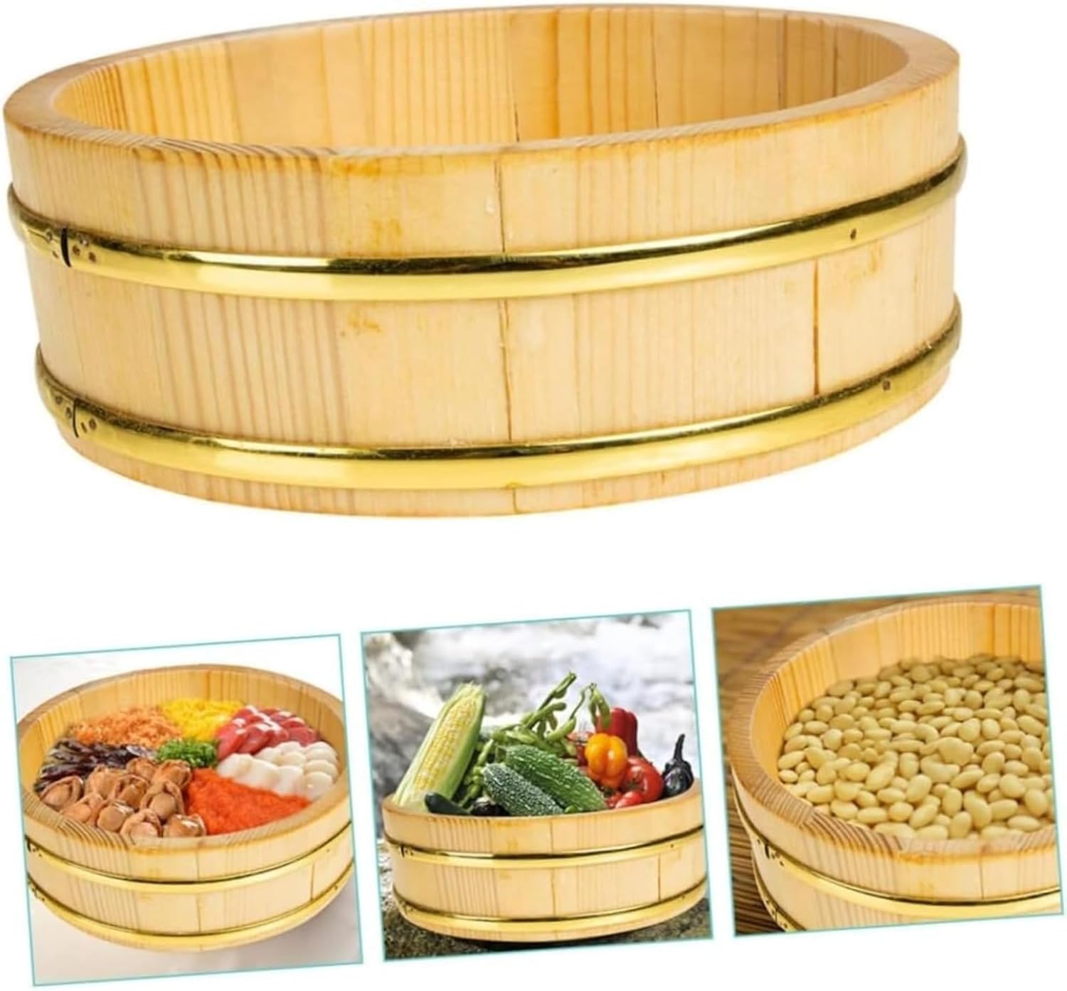 寿司バケツ 飯台 さわら 桶 小 寿司桶 1升 桶蓋付き 飯台 3合 寿司桶 2合 飯台 楕円 ハンギリ 寿司桶 蓋付き 飯台 2升 飯桶 飯台 24cm 米桶 寿司桶 さわら 寿 (26CM)