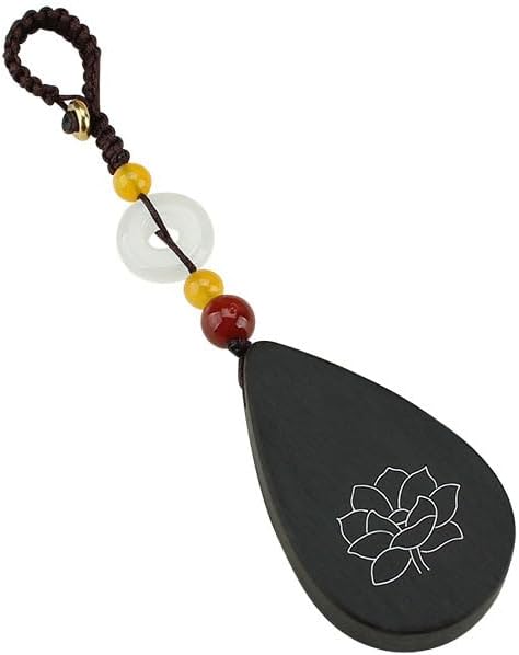 エスニックスタイルの黒檀製ロータスカーキーチェーン（瑪瑙の安全バックル付き）　車愛好家のためのユ..