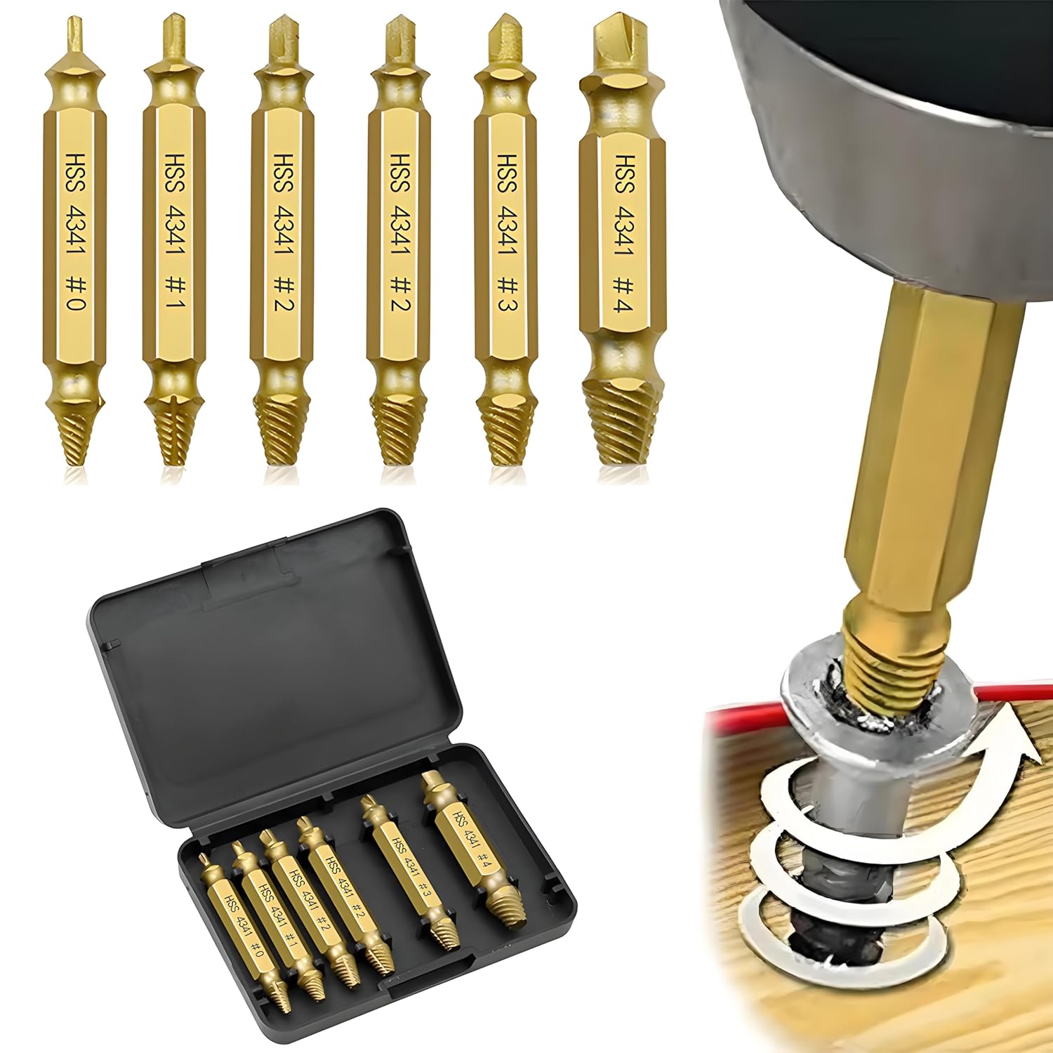 ネジ外しビット 6 ピース 損傷したネジ エクストラクター セット ネジ山が潰れたネジを取る方法 なめた..