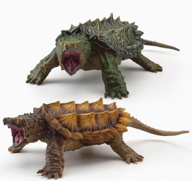 スナップタートルの置物 カメの置物 シミュレートされたスナップタートルモデル飾り 家の装飾 子供の好意 動物の収集 子供の認知を改善します 2個セット