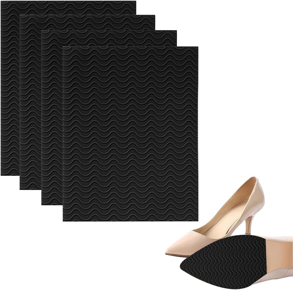 靴底滑り止めパッド 靴底 滑り止め ステッカー 10×15cm 厚くする 強粘着テープ 耐摩耗性 補修用 靴 滑り止め 貼り付けるだけ ソール保護と滑り止めアクセサリー 4枚入り