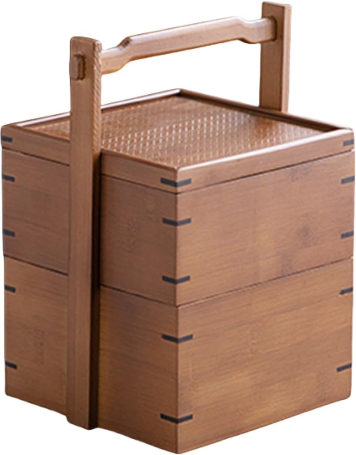 おかもち 菓子入れ 提げ箱 竹製 茶道具箱 二段 和風収納 茶道用品 茶道アクセサリー 茶会用 茶屋 アウ..