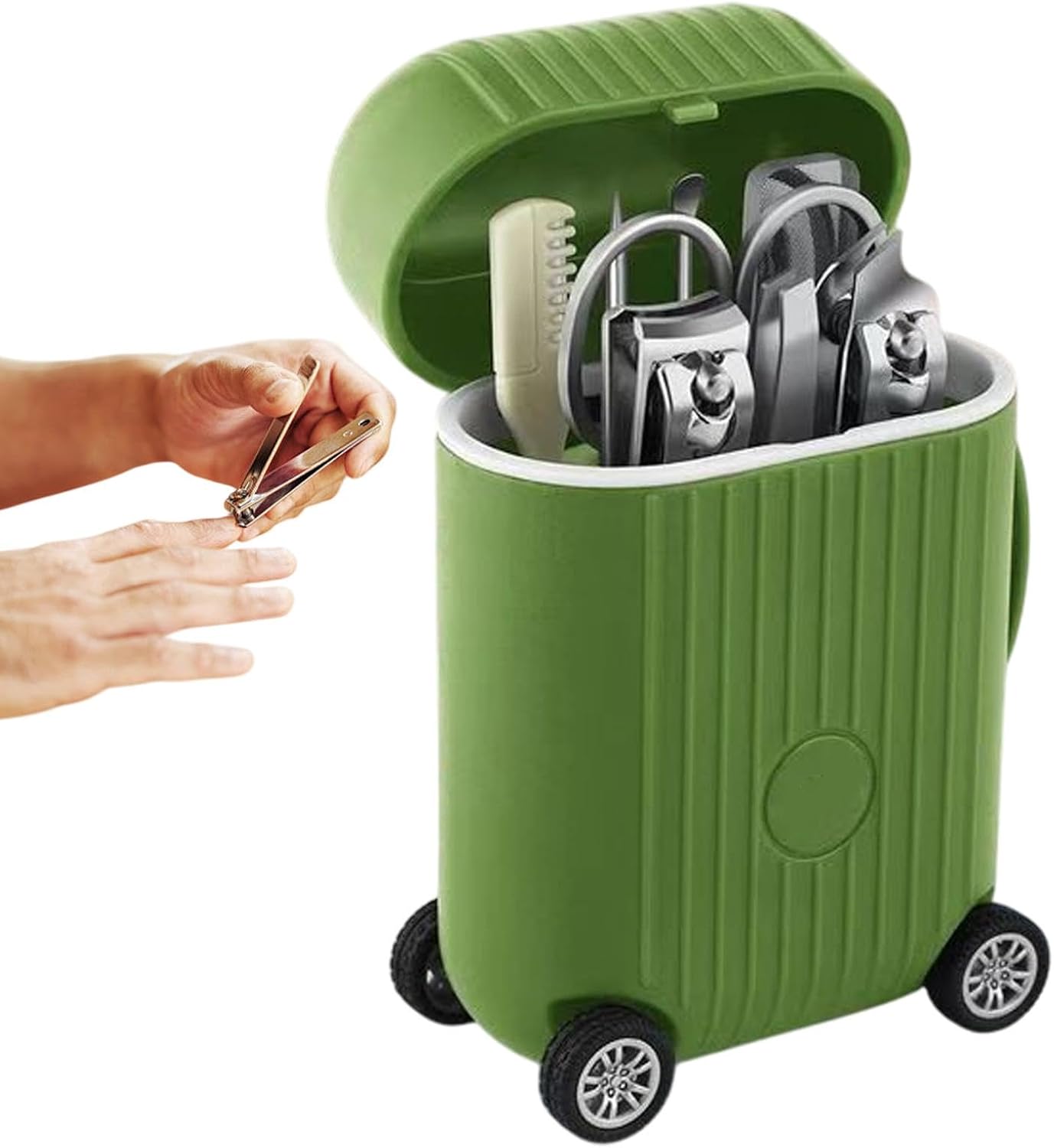 爪切り ニッパー ネイルケアセット 8点セット 足用 巻き爪用 ネイル つめきり 手足両用 省力化 防錆 変形爪 巻き爪 硬い爪 甘皮処理 切れ味いい 滑し止め 爪と甘皮を素早く簡単にトリミング 多機能 帯便利 専用収納ケース付き（グリーン）