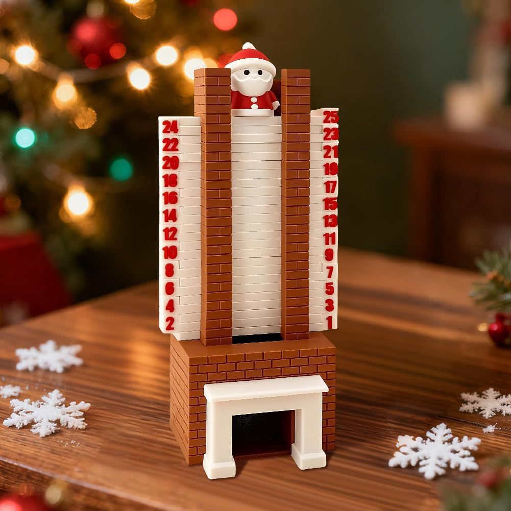 クリスマスカレンダー - フェスティブな立体デコレーション | 暖炉煙突 24日アドベントカレンダー | 男性 大人 子供 家族 ホリデー パーティー デスク 暖炉用 8.5*6.5*23cm(3)