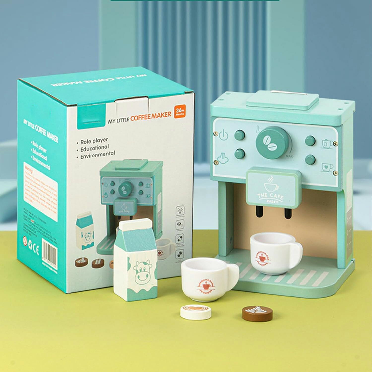 コーヒーメーカープレイセット、コーヒーメーカーのおもちゃセット | 木製の子供のコーヒーマシンはおもちゃを弾きます,女の子の男の子のためにセットのふりをする教育的なプレイキッチンアクセサリー