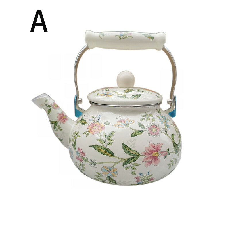 かわいい花柄ファッションホーローケトル 家庭用調理器具 広口設計で注ぎやすい 軽量ホーロー製やかん ..